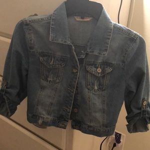 Denim short sleeve button jacket
